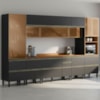 Cozinha Modulada 8 Pecas 370 cm Vidro DP3702 Nogueira Carbono Prime Demartez