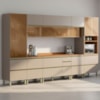 Cozinha Modulada 8 Pecas 370 cm Vidro DP3702 Nogueira Nude Prime Demartez