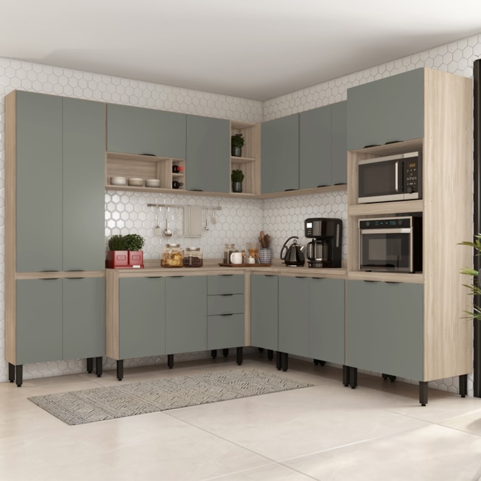 Cozinha Modulada 8 Peças FI0014 Avena Menta Demobile