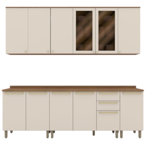 Cozinha Modulada 9 Pecas 240 cm Requinte Nature Areia Henn