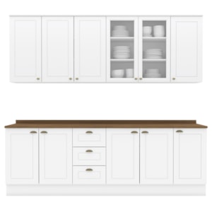Cozinha Modulada 9 Pecas 240cm CE856 Americana Branco Nature Henn