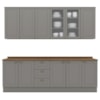 Cozinha Modulada 9 Pecas 240cm CE856 Americana Cinza Nature Henn