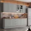 Cozinha Modulada 9 Pecas 240cm CE856 Americana Cinza Nature Henn