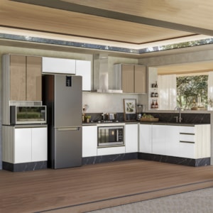 Cozinha Modulada 9 Peças MDF Kali Bianco Toq Branco Uv Nicioli