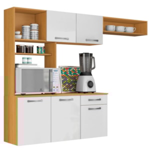 Cozinha Suspensa 5 Portas 179 cm MDP Nanda Cinamomo Branco ARMoveis