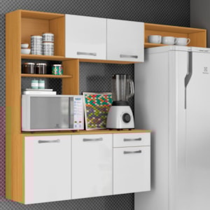 Cozinha Suspensa 5 Portas 179 cm MDP Nanda Cinamomo Branco ARMoveis