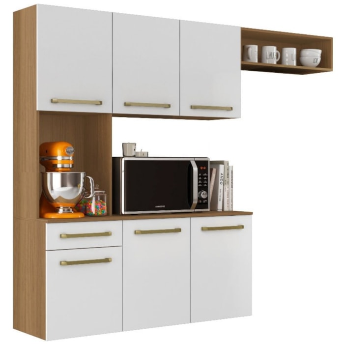 Cozinha Suspensa 6 Portas 163 cm MDP Carol Atacama Branco ARMoveis