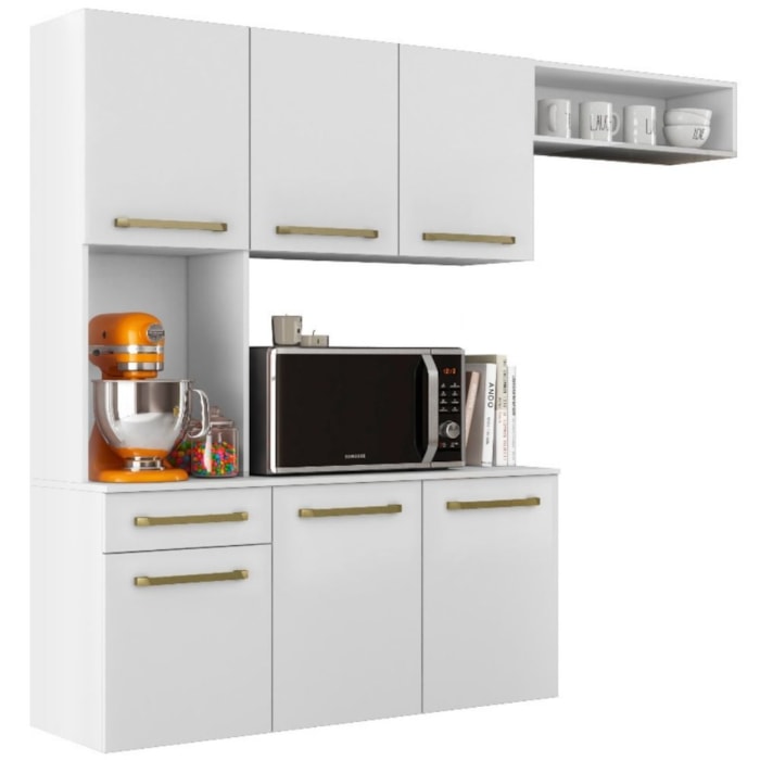 Cozinha Suspensa 6 Portas 163 cm MDP Carol Branco ARMoveis