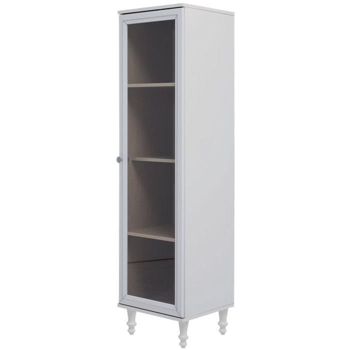 Cristaleira 1 Porta Vidro Pés Madeira 151x40 cm E963 Branco Dtall