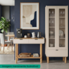 Cristaleira 180X80 cm E Aparador 100 cm Aura Pes Madeira Maciça Off White Artesano