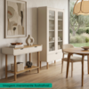 Cristaleira 180X80 cm E Aparador 100 cm Aura Pes Madeira Maciça Off White Artesano