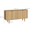 Cristaleira 180X80 cm E Buffet 160 cm Aura Pes Madeira Maciça Hanover Artesano