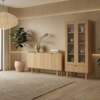 Cristaleira 180X80 cm E Buffet 160 cm Aura Pes Madeira Maciça Hanover Artesano