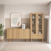 Cristaleira 180X80 cm E Buffet 160 cm Aura Pes Madeira Maciça Hanover Artesano
