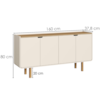 Cristaleira 180X80 cm E Buffet 160 cm Aura Pes Madeira Maciça Off White Artesano