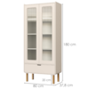 Cristaleira 180X80 cm E Buffet 160 cm Aura Pes Madeira Maciça Off White Artesano