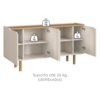 Cristaleira 180X80 cm E Buffet 160 cm Aura Pes Madeira Maciça Off White Artesano