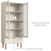 Cristaleira 180X80 cm E Buffet 160 cm Aura Pes Madeira Maciça Off White Artesano