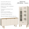 Cristaleira 180X80 cm E Buffet 160 cm Aura Pes Madeira Maciça Off White Artesano