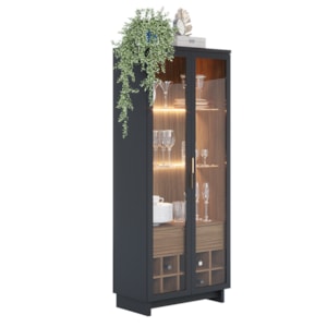 Cristaleira 2 Portas 1 Gaveta Guanabara 176x72 cm Preto Noce Milano Colibri