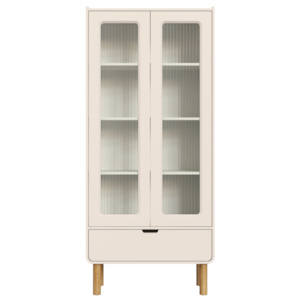Cristaleira 2 Portas 180X80 cm Pes Madeira Maciça 28105 Off White Artesano