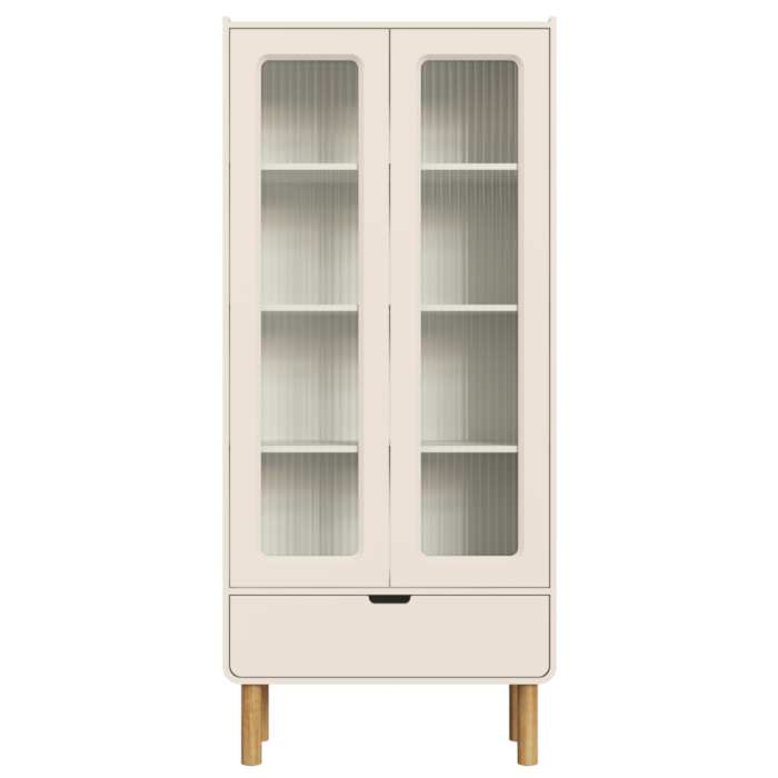 Cristaleira 2 Portas 180X80 cm Pes Madeira Maciça 28105 Off White Artesano