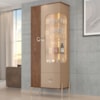 Cristaleira 2 Portas Com LED 1 Gaveta Stella 180X72 cm Fendi Carvalho BECHARA