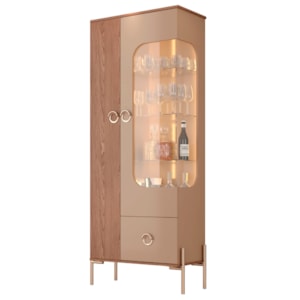 Cristaleira 2 Portas Com LED 1 Gaveta Stella 180X72 cm Fendi Freijo BECHARA