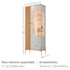 Cristaleira 2 Portas Com LED 1 Gaveta Stella 180X72 cm Off White Naturalle BECHARA