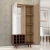 Cristaleira 2 Portas Com LED E Adega Elba 180X90 cm Fendi Carvalho BECHARA