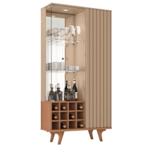 Cristaleira 2 Portas Com LED E Adega Elba 180X90 cm Fendi Freijo BECHARA