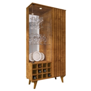 Cristaleira 2 Portas Com LED E Adega Elba 180X90 cm Naturalle BECHARA
