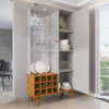 Cristaleira 2 Portas Com LED E Adega Elba 180X90 cm Off White Naturalle BECHARA
