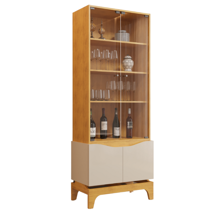 Cristaleira 4 Portas 182x74 cm Joile Cedro Off White DJ MOVEIS