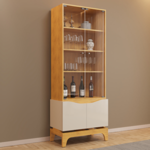 Cristaleira 4 Portas 182x74 cm Joile Cedro Off White DJ MOVEIS