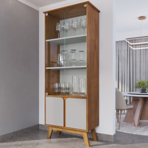 Cristaleira 4 Portas Madri 180x70 cm Naturalle Off White BECHARA