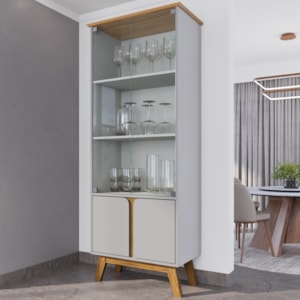 Cristaleira 4 Portas Madri 180x70 cm Off White Cinamomo BECHARA