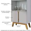 Cristaleira 4 Portas Madri 180x70 cm Off White Cinamomo BECHARA