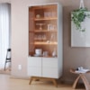 Cristaleira 4 Portas Noronha 183x72 cm Off White Matte Freijo Colibri