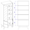 Cristaleira 4 Portas Noronha 183x72 cm Off White Matte Freijo Colibri