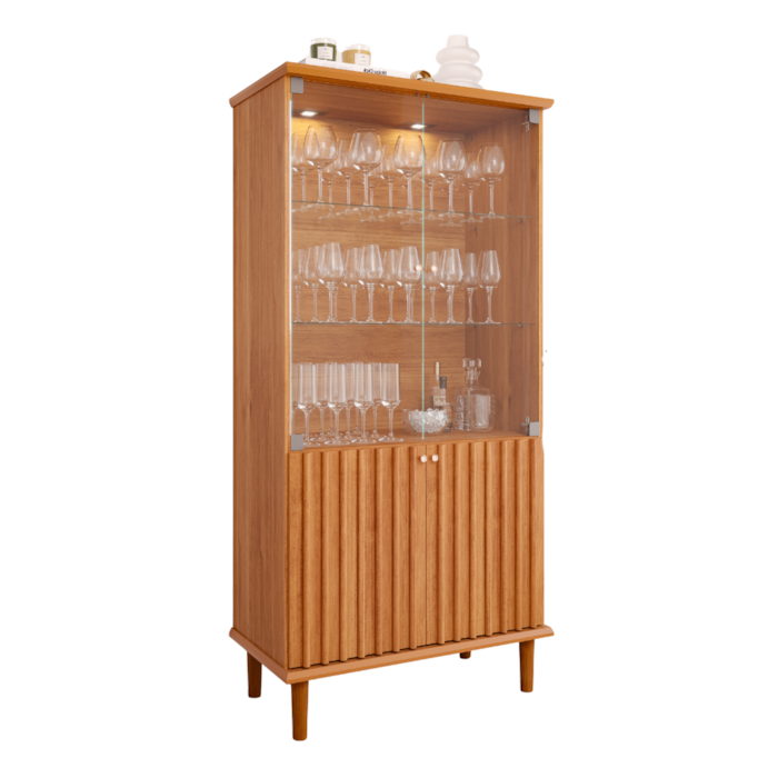 Cristaleira 4 Portas Vidro 176X85 cm MDF Cinamomo MOLCI