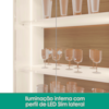 Cristaleira 4 Portas Vidro LED 180x70 cm Paraty Off White Amendoa MOBLER