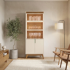 Cristaleira 4 Portas Vidro LED 180x70 cm Paraty Off White Amendoa MOBLER