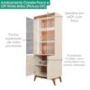 Cristaleira 4 Portas Vidro LED 180x70 cm Paraty Off White Canela MOBLER