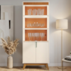 Cristaleira 4 Portas Vidro LED 180x70 cm Paraty Off White Canela MOBLER
