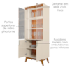 Cristaleira 4 Portas Vidro LED 180x70 cm Paraty Off White Canela MOBLER