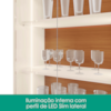 Cristaleira 4 Portas Vidro LED 180x70 cm Paraty Off White Canela MOBLER
