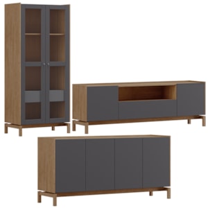 Cristaleira Balcao Buffet e Rack Sala de Estar Tauari Concret Milani Store Cristaleira Balcao Buffet e Rack Sala de Estar Tauari Concret Milani Store