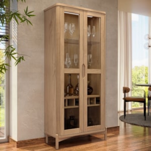 Cristaleira Madeira Macica Taeda 2 Portas Com LED 180x80 cm 3313U Tauari Festra