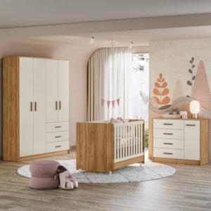 Dormitorio Infantil Completo 3 Peças 99210 Nature Off White PLLA